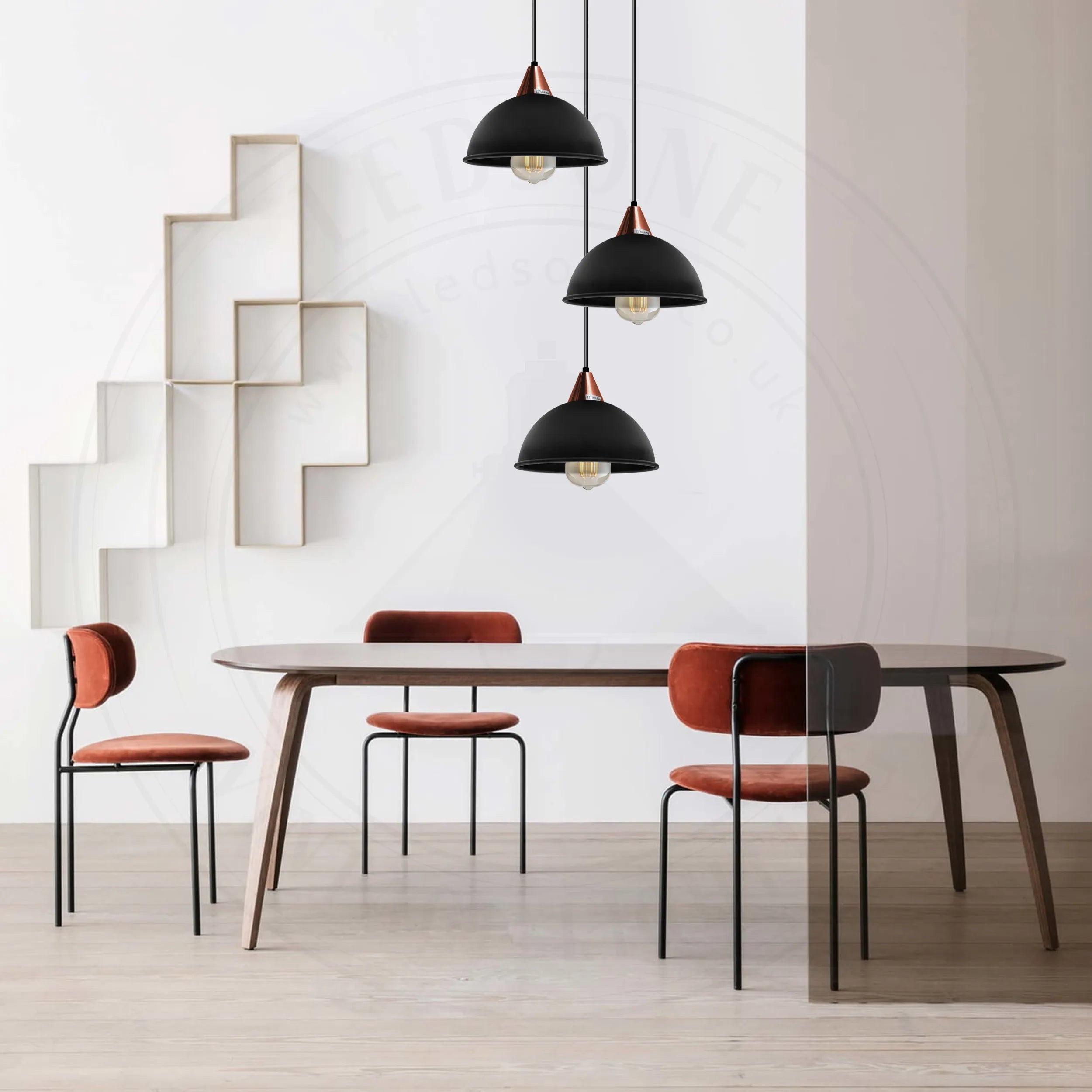 E27  Black Round Three Outlet 21cm Dome Pendant Retro Ceiling Light Shade~4343