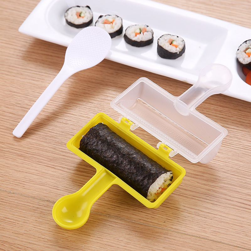 Hand-held rice ball sushi maker