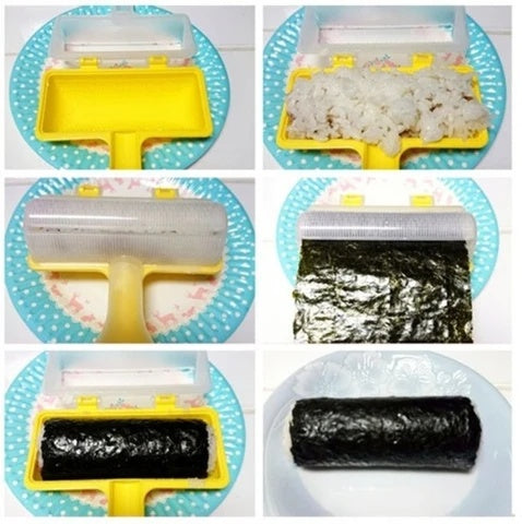 Hand-held rice ball sushi maker