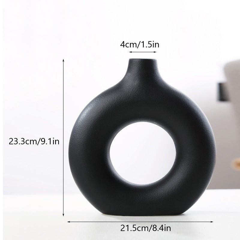 Donut Plain Burned Ceramic Vase Ins Wind