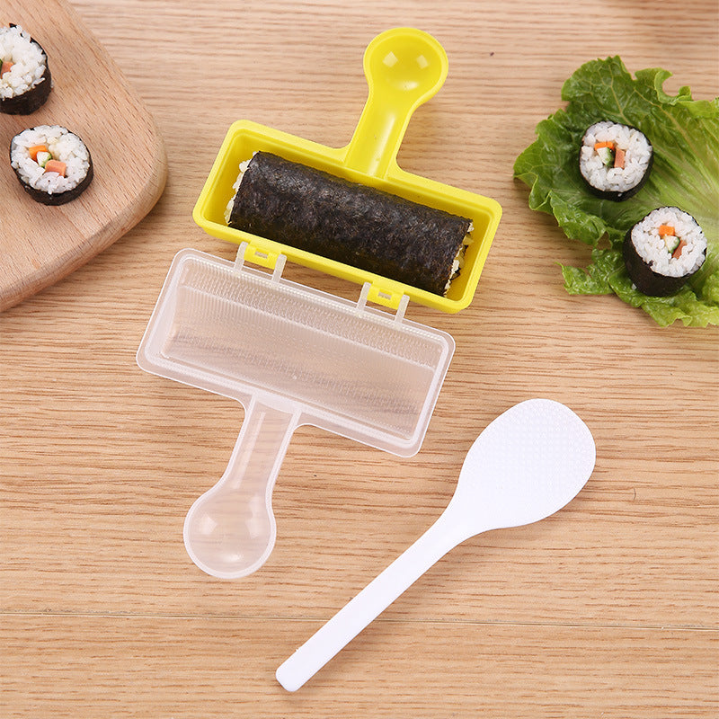 Hand-held rice ball sushi maker