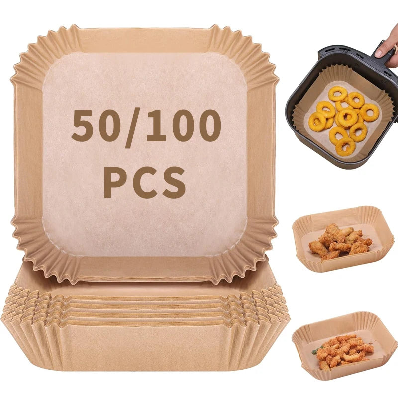 50/100pcs Special Paper for Air Fryer Silicone Oil Paper Oil Absorbing Paper Special Paper Pad for Food Household Paper Plate