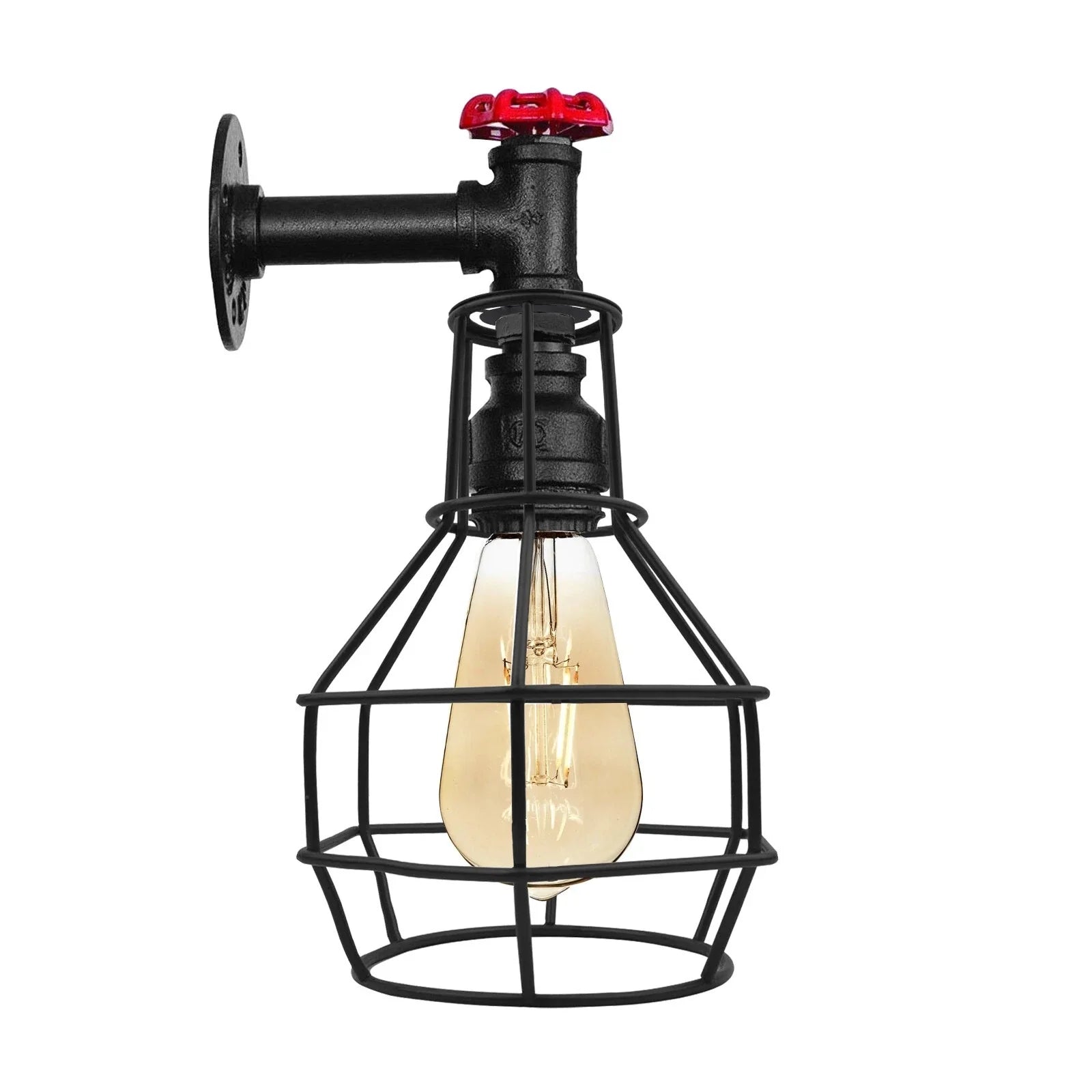 Black Modern Industrial Retro Vintage Style Pipe Cage Wall Light ~ 3531