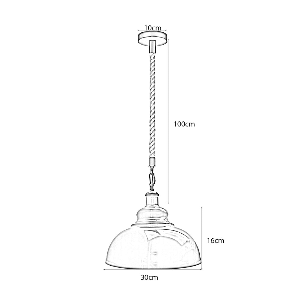 Vintage Metal Ceiling Brushed Silver Pendant Shade Hemp Hanging Retro Light~1939