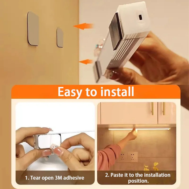 Cabinet Light USB Rechargeable Motion Sensor LED Bar Light Induction Night Light Portable for Kitchen Bedside Wardrobe Closet