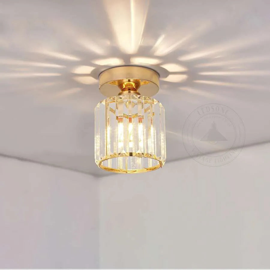 Crystal Semi Flush E27 Ceiling Light Fixture Round Fitting Chandelier Lamp~4505